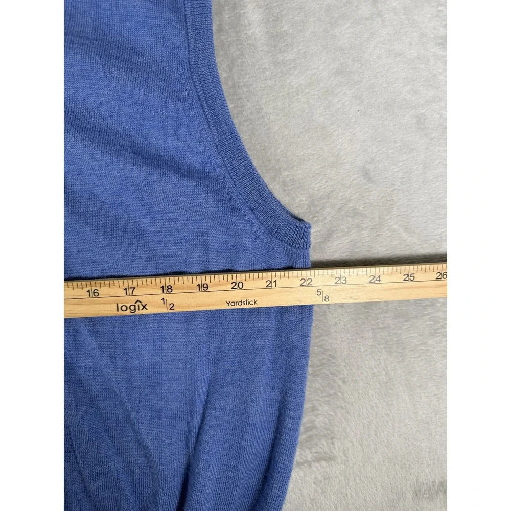 Peter Millar Vest Mens Large Blue Italian Merino Wool V Neck Sleeveless